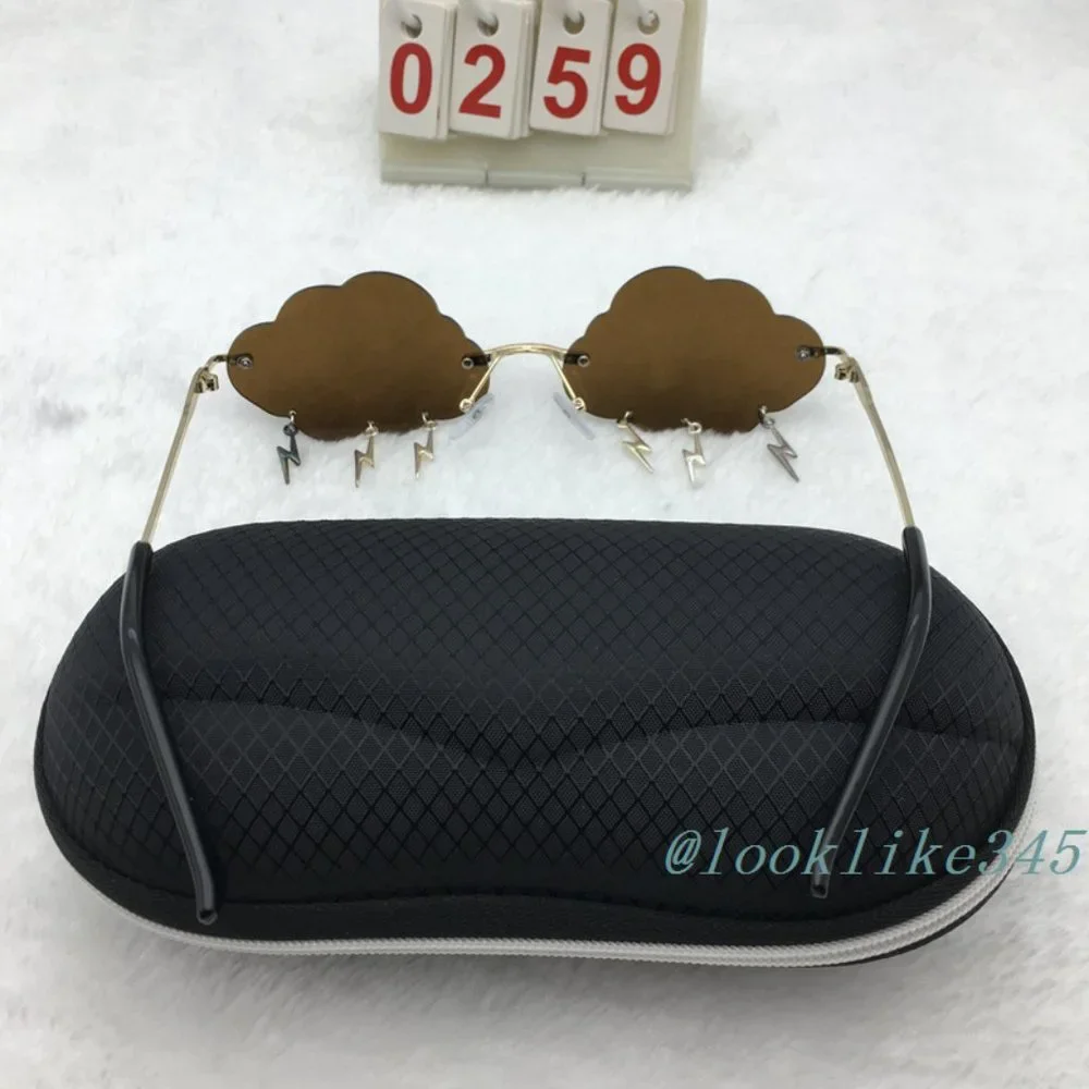CStylish frameless Frame Tea Clouds Lens Sunglasses - Picture 3 of 4